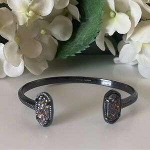 Kendra Scott Elton Cuff Bracelet ~ Gunmetal & Multicolor Drusy